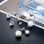 Sllaiss 2 Pairs Sterling Silver Double Ball Ear Jacket Earrings Set Cubic Zirconia Round Pearl Jewelry for Women Girls