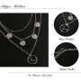 Adflyco Boho Layered Sequins Choker Necklace Silver Wave Pendant Necklaces Chain Jewelry Adjustable for Women and Girls