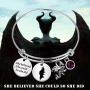 PLITI Maleficent Jewelry Villains Gifts Evil Queen Charm Bracelet Sleeping Beauty Villain Inspired Gifts She Believed She Could So She Did Maleficent Silhouette Bangle