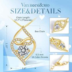 VAN RORSI&MO Heart Necklace-5A Cubic Zirconia Heart Pendant Necklace-14K Gold Plated Infinity Heart Necklaces for Women-Jewelry Gifts Necklaces for Women