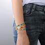 KELITCH Friendship Bracelets Handmade Single Strand Gold Beaded Bar Bracelets Chic Bangle