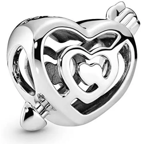 Pandora Jewelry Openwork Heart Labyrinth and Arrow Sterling Silver Charm Pandora Jewelry Openwork Heart Labyrinth and Arrow Sterling Silver Charm