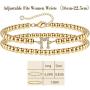 Moncinday 2Pcs Gold Initial Bracelets for Women Gifts, 14K Gold Plated Beaded Bracelets Set Link Chain Bracelets Initial Bracelet Initial Jewelry for Women Teen Girls Dainty Valentines Day Present