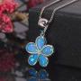 CiNily Opal Leaf/Flower Pendant Necklace for Women Silver Plated Jewelry Gift