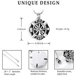 memorial jewelry Firefighter Fire Dept Round Cremation Pendant Cremation Jewelry for Ashes