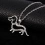 Lemegeton Lovely Dachshund Puppy Crystal Silver Plated Dog Pendant Necklace for Women/Girls Gift Jewelry