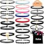 Outee 30 Pcs Choker Set Black Chokers Necklaces for Women Velvet Chokers Necklaces for Teen Girls Henna Tattoo Choker Ribbon