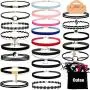 Outee 30 Pcs Choker Set Black Chokers Necklaces for Women Velvet Chokers Necklaces for Teen Girls Henna Tattoo Choker Ribbon