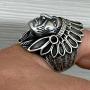 PikaLF Indian Chief Ring for Men, Native American Indian Head Rings, Spirit of The Warrior Ring, Indian Headdress Ring, Tribal Amulet Ring, Punk Style Indian Skull Jewelry Gift for Men Boys