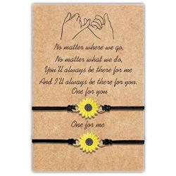 Sunflower Pinky Promise Bracelets Best Friend Friendship Mom Daughter Matching Bracelet for Women Girls