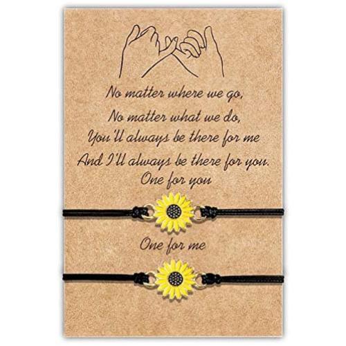 Sunflower Pinky Promise Bracelets Best Friend Friendship Mom Daughter Matching Bracelet for Women Girls