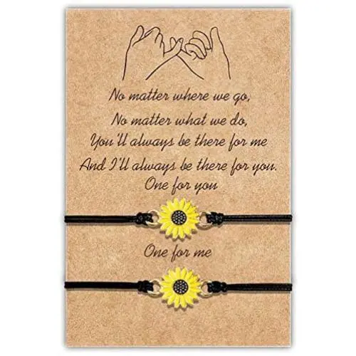 Sunflower Pinky Promise Bracelets Best Friend Friendship Mom Daughter Matching Bracelet for Women Girls