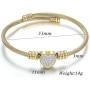 Jude Jewelers Stainless Steel Cable Wire Heart Charm Bangle Bracelet