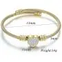Jude Jewelers Stainless Steel Cable Wire Heart Charm Bangle Bracelet