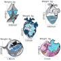 Gillna 5 Pcs Blue Ocean Wave Heart Enamel Pins Set Whale Brooches Lapel Pins Ocean Theme Freedom Blue Sea Art Badges for Bag Clothes Backpack Denim Jewelry Gifts