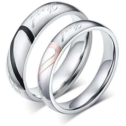TTVOVO His & Hers Couple Ring Promise Ring Real Love Heart Stainless Steel Bands Ring Matching Promise Ring Bridal Wedding Engagement Bands Rings for Women Men Lovers Bridal Jewelry Gifts US Size 4-15 TTVOVO His & Hers Couple Ring Promise Ring Real Love Heart Stainless Steel Bands Ring Matching Promise Ring Bridal Wedding Engagement Bands Rings for Women Men Lovers Bridal Jewelry Gifts US Size 4-15