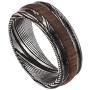 DOUX Mens Damascus Steel Wedding Ring 8mm Band Inlaid with Black Wood Comfort Fit