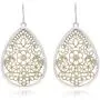 Bohemian Gold & Silver Two Tone Floral Filigree Big Tear Drop Earrings Bohemian Gold & Silver Two Tone Floral Filigree Big Tear Drop Earrings