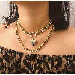 Unicra Layered Necklace Heart Pendant Choker Simple Chain Jewelry for Women and Girls