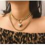 Unicra Layered Necklace Heart Pendant Choker Simple Chain Jewelry for Women and Girls