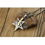 PJ Jewelry Mens Anton LaVey Sigil Pendant Inverted Pentagram with Lightning Bolt Church of Satan Symbol Necklace