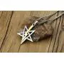PJ Jewelry Mens Anton LaVey Sigil Pendant Inverted Pentagram with Lightning Bolt Church of Satan Symbol Necklace
