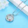 Family Tree of Life Floating Living Memory Locket Pendant Necklace with Birthstone, All Charms Included