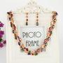 EVER FAITH Full Zircon Party Layer Tear Drop Necklace Earrings Set