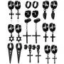 Jewdreamer 316L Stainless Steel Black Dangle Earrings for Men Cool Punk Hoop Dangle Earring Piercing Set