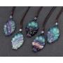 Jovivi Natural Rose Quartz/Ice Obsidian Fox Necklace Healing Crystal Gemstone Necklaces Pendant Protection Amulet Charm