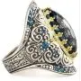 HSQYJ Retro Cocktail Statement Ring Gold Silver Two Tone Engagement Love Rings Wedding Bands Classical Carving Oval Cubic Zircon Luxury Party Woman Jewelry Finger Ring for Women Girl