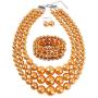 KOSMOS-LI Large Pearl Jewelry Set Pearl Statement 18'' Necklace Bracelet and Earrings