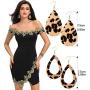 Sunmoon Statement Leopard Jewelry Set for Women Leopard Leather Bracelet Teardrop Drop Dangle Earrings Long Tassel Pendant Necklace Mothers Day Necklace Earrings Gift