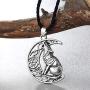 Flzaitian Wolf Jewelry Wolf and Crescent Moon Necklace for Men for Women