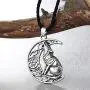 Flzaitian Wolf Jewelry Wolf and Crescent Moon Necklace for Men for Women