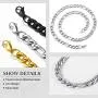 Richsteel 3mm/5mm/8mm Wide Figaro Chain Necklace for Men Women Boys Girls 18/20/22/24/26/28/30/32 Inches Stainless Steel/18K Gold Plated/Black Hip Hop Style Jewelry(with Gift Box)