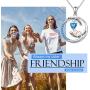 DAOSHANG 925 Sterling Silver 2 Stars Friendship Sister Round Pendant Necklace for Women, Best Friend Jewelry