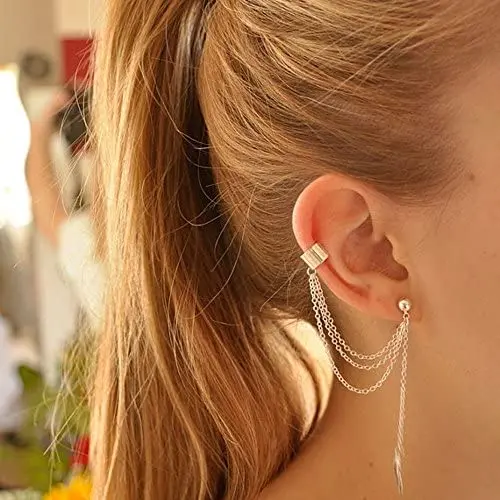 FXmimior Fashion Women Earrings Leaf Plume Pendant Long Chain Drop Dangle Earrings Jewelry (Silver) FXmimior Fashion Women Earrings Leaf Plume Pendant Long Chain Drop Dangle Earrings Jewelry (Silver)