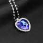 JoJo & Lin Titanic Ocean Heart Pendant Necklaces For Women Blue Crystal Rhinestone Silver Plated Necklace Jewelry