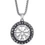Elfasio Mens Stainless Steel Necklace Chain Viking Valknut Pirate Compass Symbol Pendant Jewelry 18-30inch