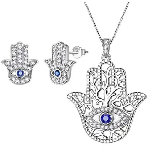 Aurora Tears Hamsa Hand Jewelry Women 925 Sterling Silver Hand of Fatima Necklace/Earring/Ring Good Luck Success Amulet Jewelry Crystal Lucky Jewellery Aurora Tears Hamsa Hand Jewelry Women 925 Sterling Silver Hand of Fatima Necklace/Earring/Ring Good Luck Success Amulet Jewelry Crystal Lucky Jewellery