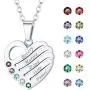U7 Custom Name Necklace Heart Pendant with 1-5 Names and Birthstone 925 Sterling Silver 18K Gold Plated Personalized Name Plate Birth Stone Necklaces BFF Family Necklace