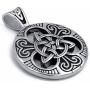 Elfasio Celtic knot Magic Both Sided Pendant Necklace Mens Stainless Steel Box Chain Jewelry(20-28inch)