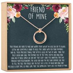 Best Friend Gift Necklace: BFF, Long Distance, Friends Forever, Friend, Jewelry, 2 Linked Circles (rose-gold-plated-brass, NA)