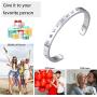 AOOVOO Roman Numeral Bracelets for Men Women, Inspirational Stainless Steel Alloy Cuff Bracelet Personalized Engraved Bangle Bracelet Gift for Teens Girls