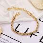 Gold Bracelets for Women, 14K Gold Plated Adjustable Dainty Layered Paperclip Chunky Figaro Herringbone Ball Rope Rectangle Cuban Link Chain Bracelet Gold Chain Bracelets for Women Girls Jewelry Gifts