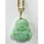 Smiling Laughing Buddha Lime Green Jade Pendant Necklace Cuban Cubana Gold Chain Genuine Certified Grade A Jadeite Jade Hand Crafted, Jade Neckalce, 14k Gold Filled Buddha necklace, Jade Medallion (18.00)