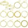 Hicarer 12 Pieces Gold Chain Bracelets Set for Women Adjustable Paperclip Link Beaded Italian Chunky Flat Cable Chain Bracelets Jewelry for Women Girls