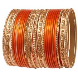 Touchstone New Colorful 2 Dozen Bangle Collection Indian Bollywood Alloy Designer Jewelry Special Large Size Bangle Bracelets Set of 24 in Gold Tone for Women.