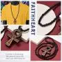FaithHeart Egpytian Jewelry Eye of Horus Necklace, Wooden Beaded Sweater Chain Vintage Ankh Cross/African Map Pendant for Men and Women with Delicate Packaging, Text Engrave Customizable FaithHeart Egpytian Jewelry Eye of Horus Necklace, Wooden Beaded Sweater Chain Vintage Ankh Cross/African Map Pendant for Men and Women with Delicate Packaging, Text Engrave Customizable